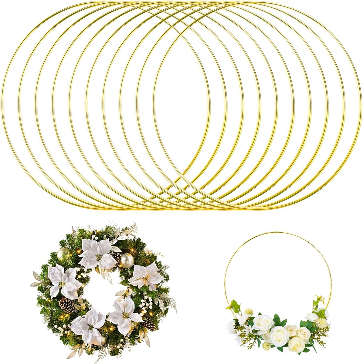 10 Grote Gouden Metalen Ringen 20Cm Voor DIY Dromenvangers En Decoratie | Steunring Voor Wandhangers, Creatieve Knutselprojecten En Feestdecoratie