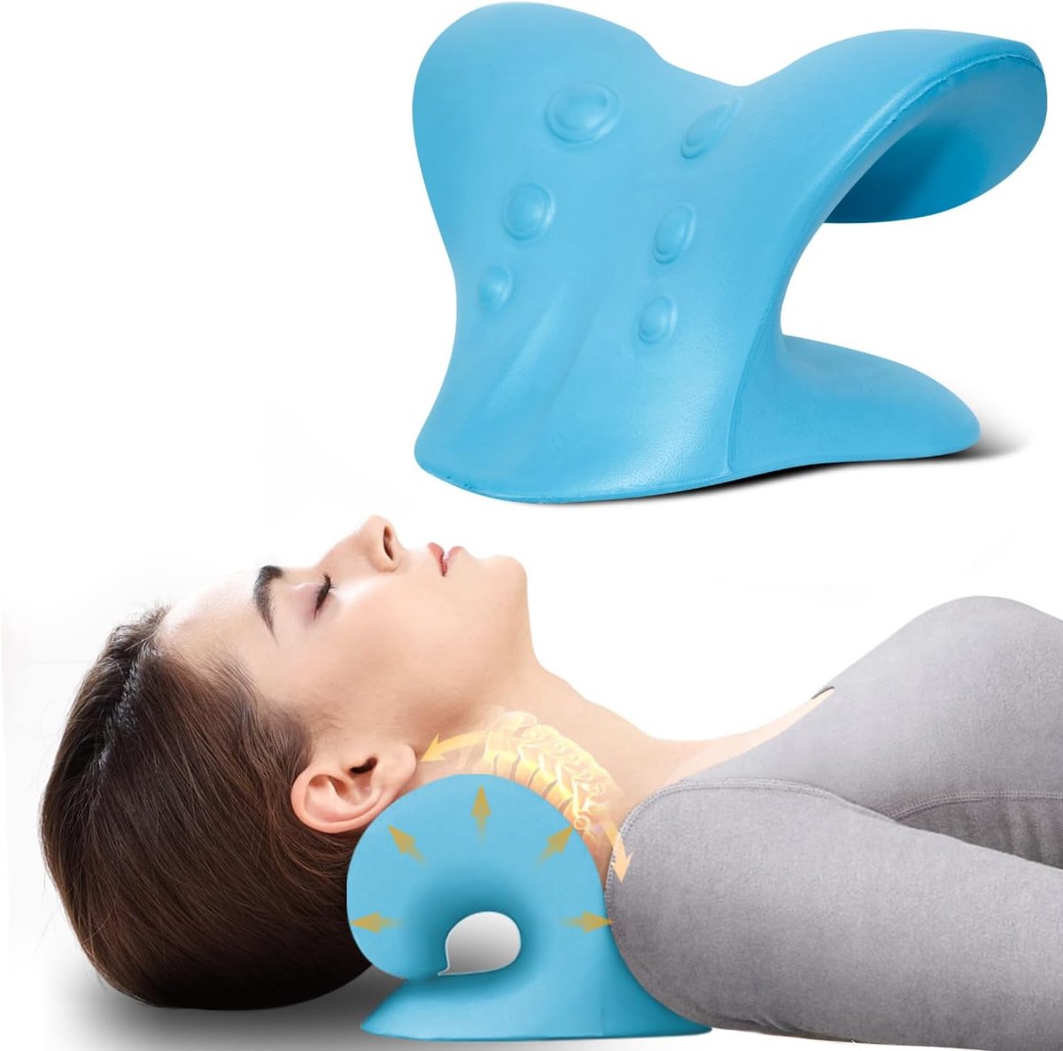 Neck Cloud Neck Stretcher, Kussens voor nek- en schouderpijn, nekstretcher houdingcorrector, nekstretcher voor pijnverlichting, ontspannen nek en schouders (blauw-1)