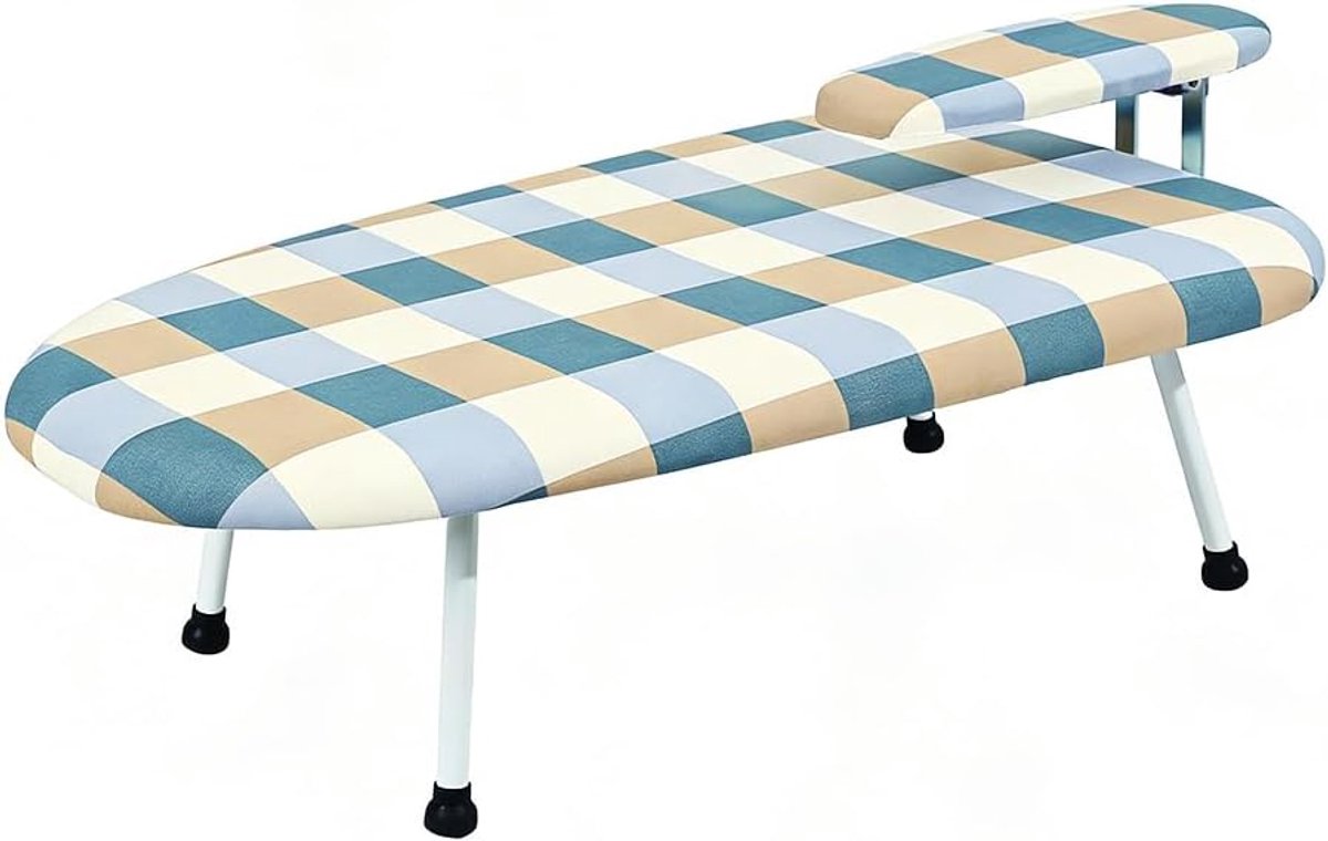 Strijkplank, inklapbaar, mini-strijkplank, kleine tafelstrijkplank, inklapbaar, strijkonderlegger, tafel (klassiek ruitpatroon)