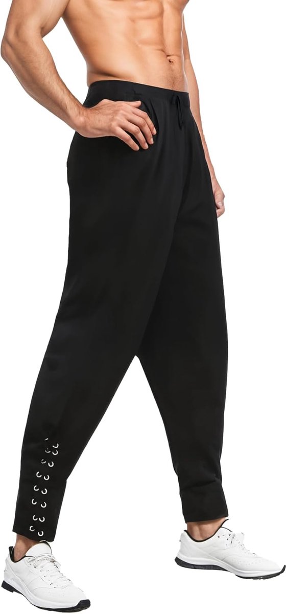 Middeleeuwse renaissance-broek met elastische taille voor heren, piratenbroek
