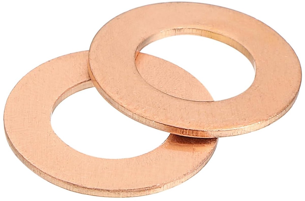 Platte sluitringen, 25 stuks sluitringen van koper, 18 mm, OD-ringafdichting van metaal voor schroeven en moeren