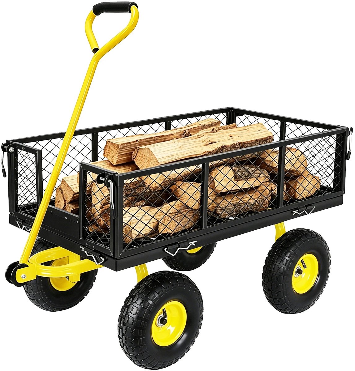 DeltaMerch Transportkar - Tuinkar - Tuinwagen - Bolderkar - Laadvermogen 408 KG - Verstelbare handgreep - 2-1 ontwerp - Zwart