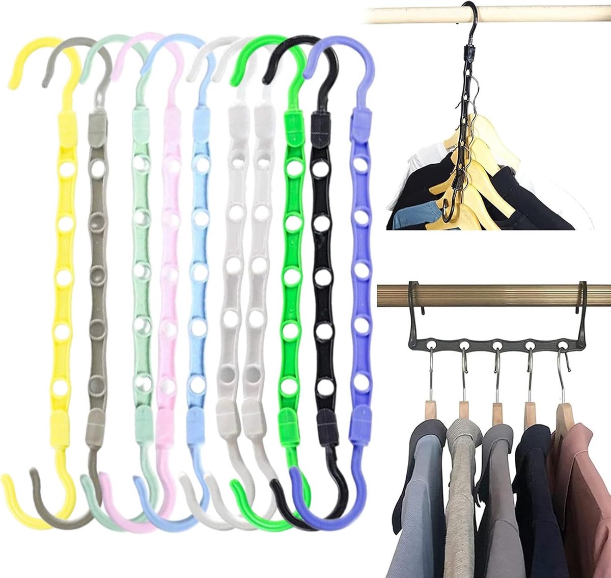 10 stuks ruimtebesparende kleerhangers van robuust kunststof, kleerhangers, kledinghangers, antislip, voor jeans, broeken, overhemden