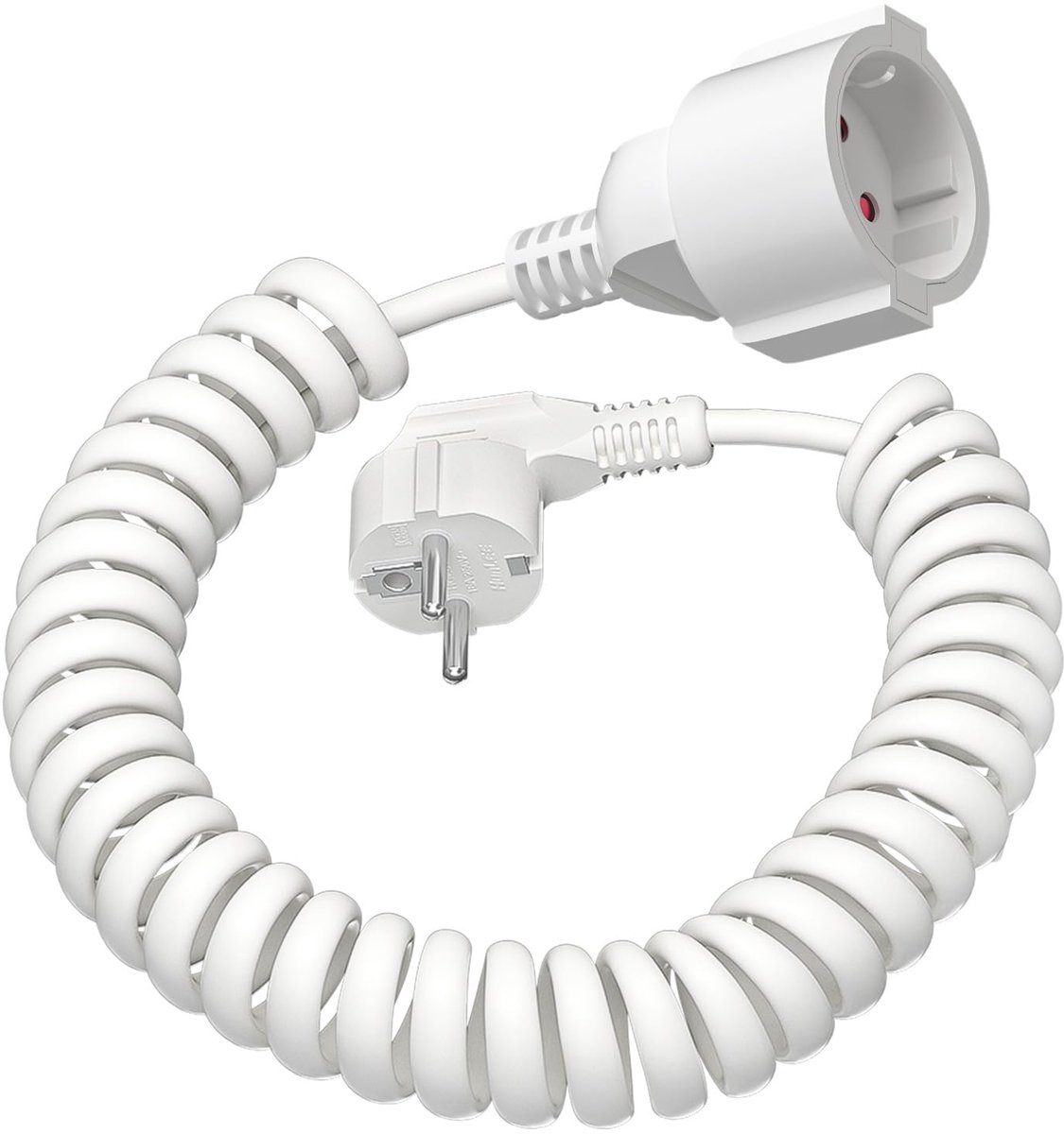 Spiraalkabel 20M geaarde verlenging - Schuko 3x1,0 mm² - max. 3250W/16A/250V - ideaal voor flexibiliteit - SnelShoppen