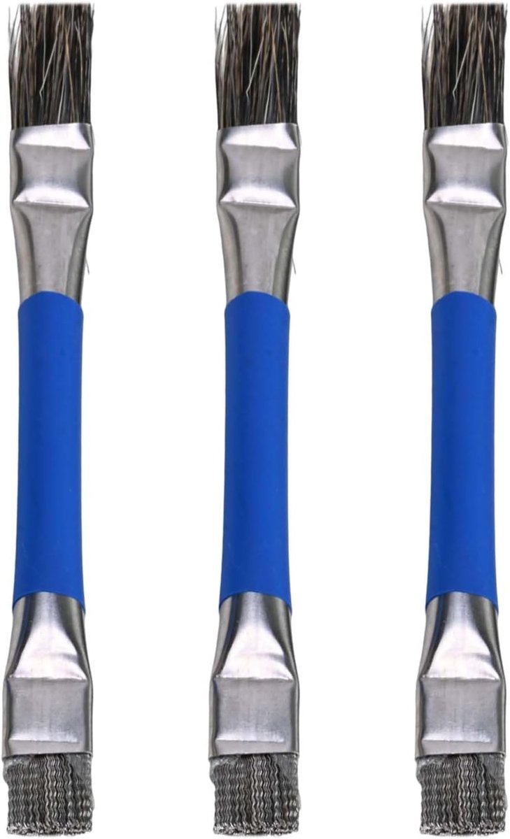 3 stuks antistatische ESD-borstel, reinigingsborstel met harde borstels, compacte borstelkop, stofborstel, dubbelzijdige borstel, voegenborstel, voor het reinigen van mobiele telefoons, computers