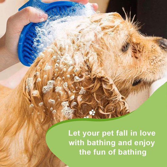 3 stuks hondenbadborstel, huisdiershampoo, rubberen kam met verstelbare handgreep voor langharige honden en katten — afbeelding 2