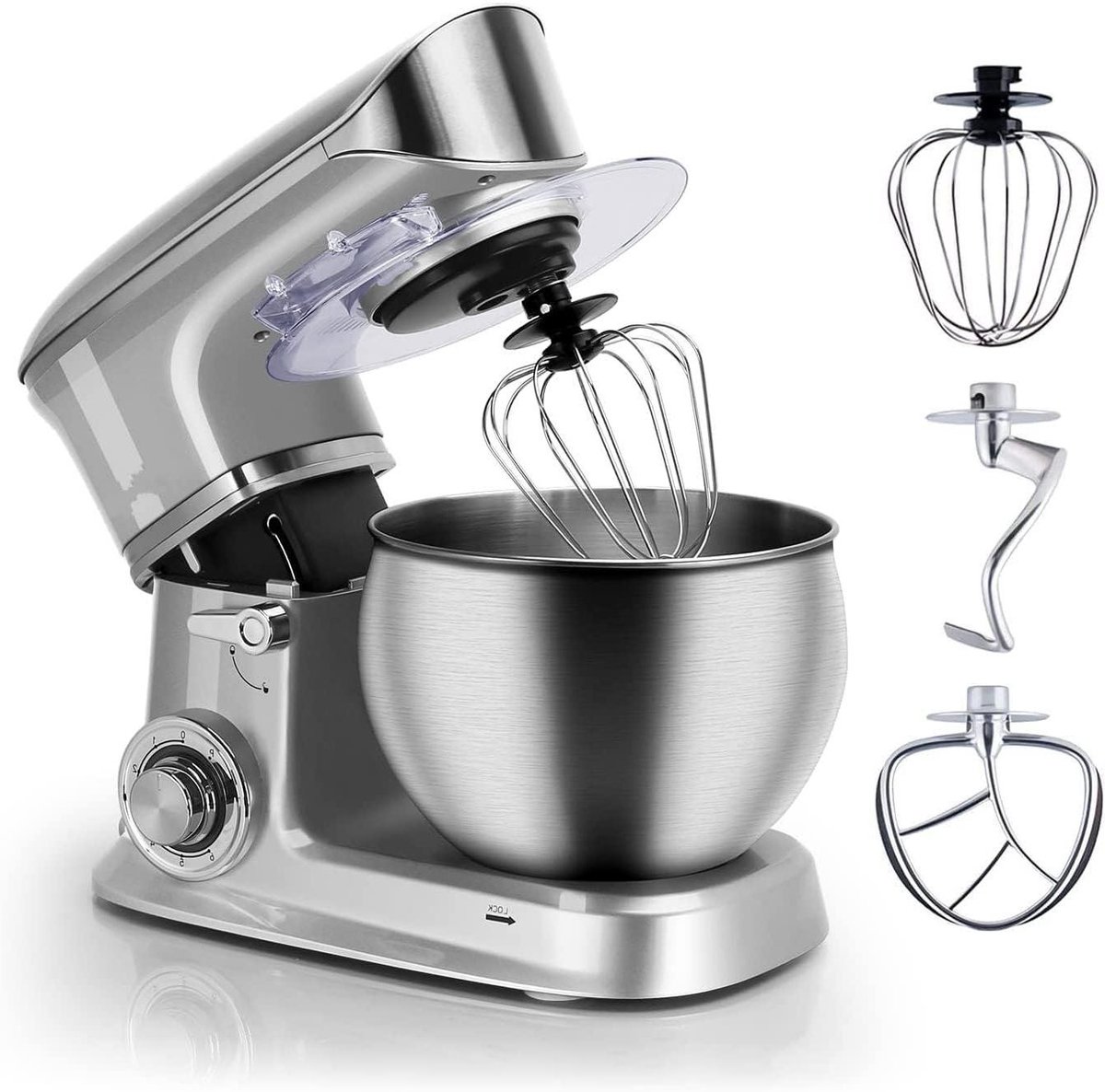 Keukenmachine - Keukenrobot Mixer - Culinaire Bereidingen - Krachtige Motor - 65 liter kom - Zilver