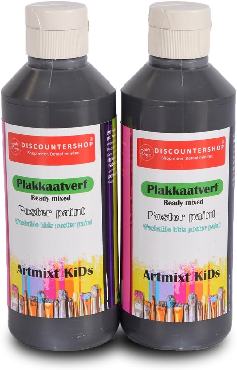 Plaatverf set zwart 5cm breed - watergedragen - 100% niet-toxisch - ideaal voor kunst en educatie - SnelShoppen