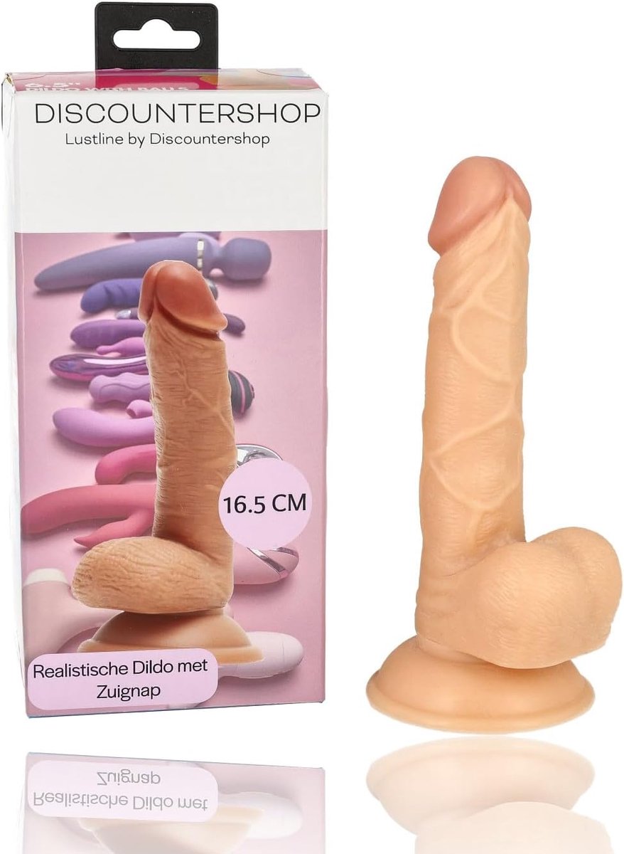 Dildo met zuignap 16,5 cm - siliconen - levensecht met aderen - ideaal voor solo of duo plezier - SnelShoppen