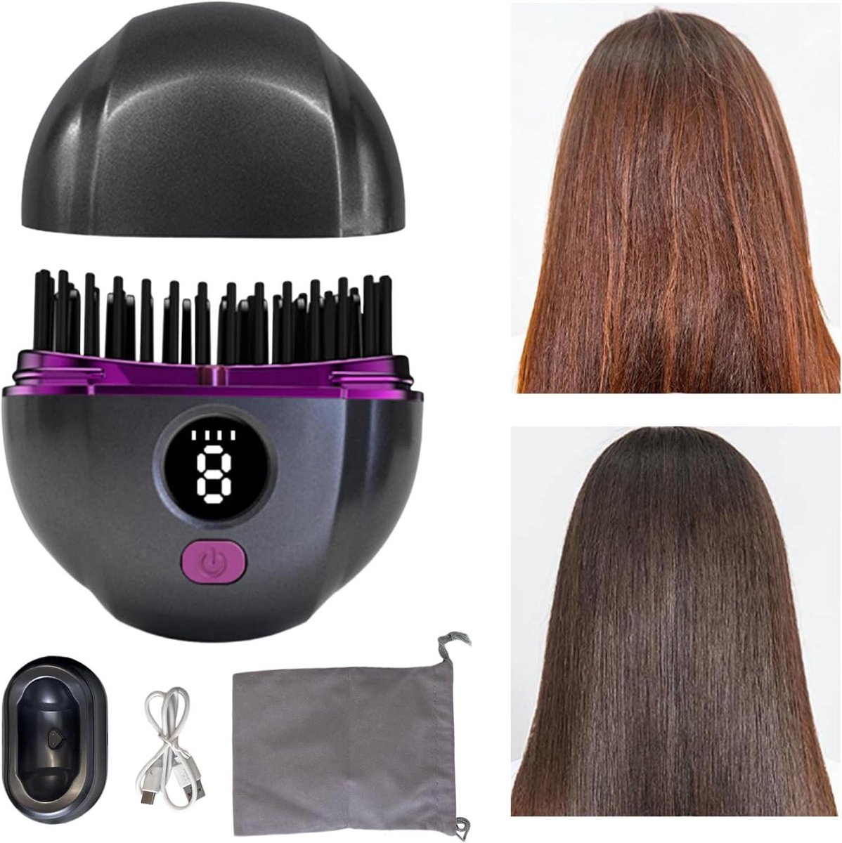 Draagbare Stijltang - Stijlborstel Oplaadbaar - Dagelijks Haar Stylen - 3 Warmtestanden Instelbaar - Compact Lichtgewicht - Zwart