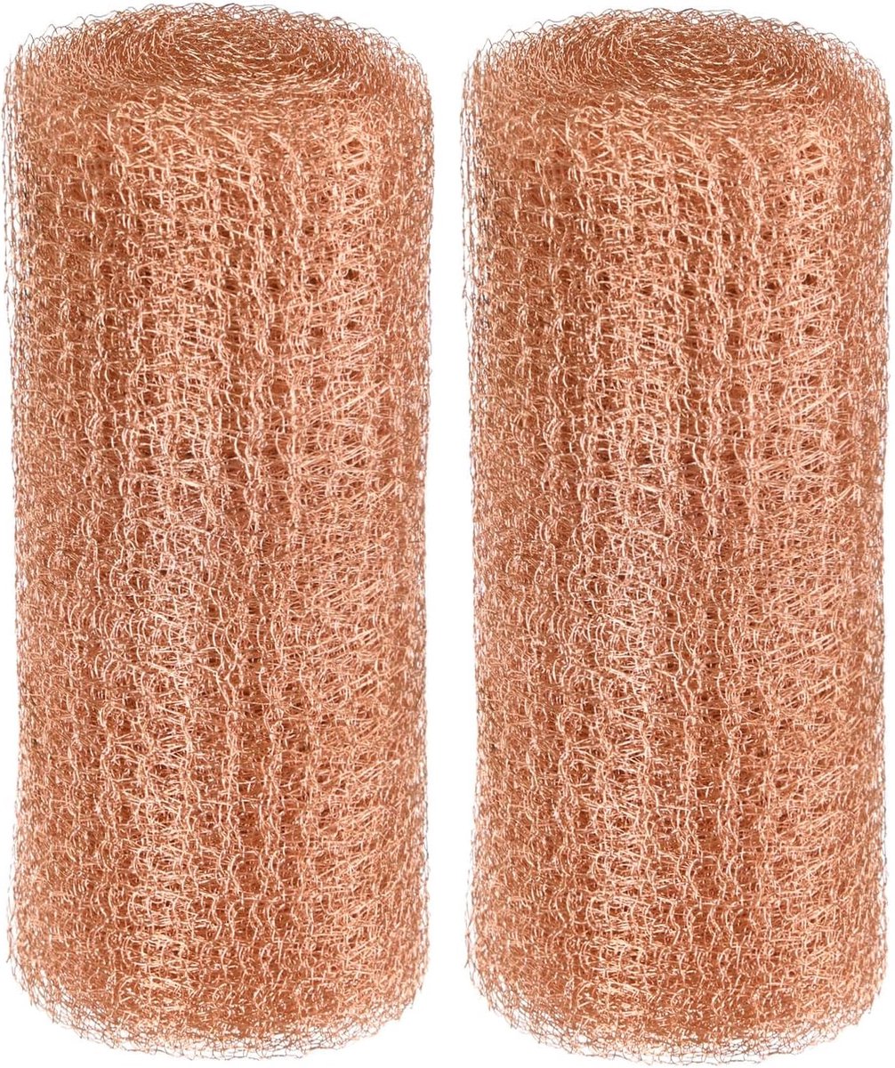 2-pack koperen gaas 5 inch x 3 m, koperwol roestvrije mesh rol voor muisgatvuller/ongediertebestrijding gat/spleetvuller/blokkering tuinhuis/destillatie/dicht filterscherm gaas