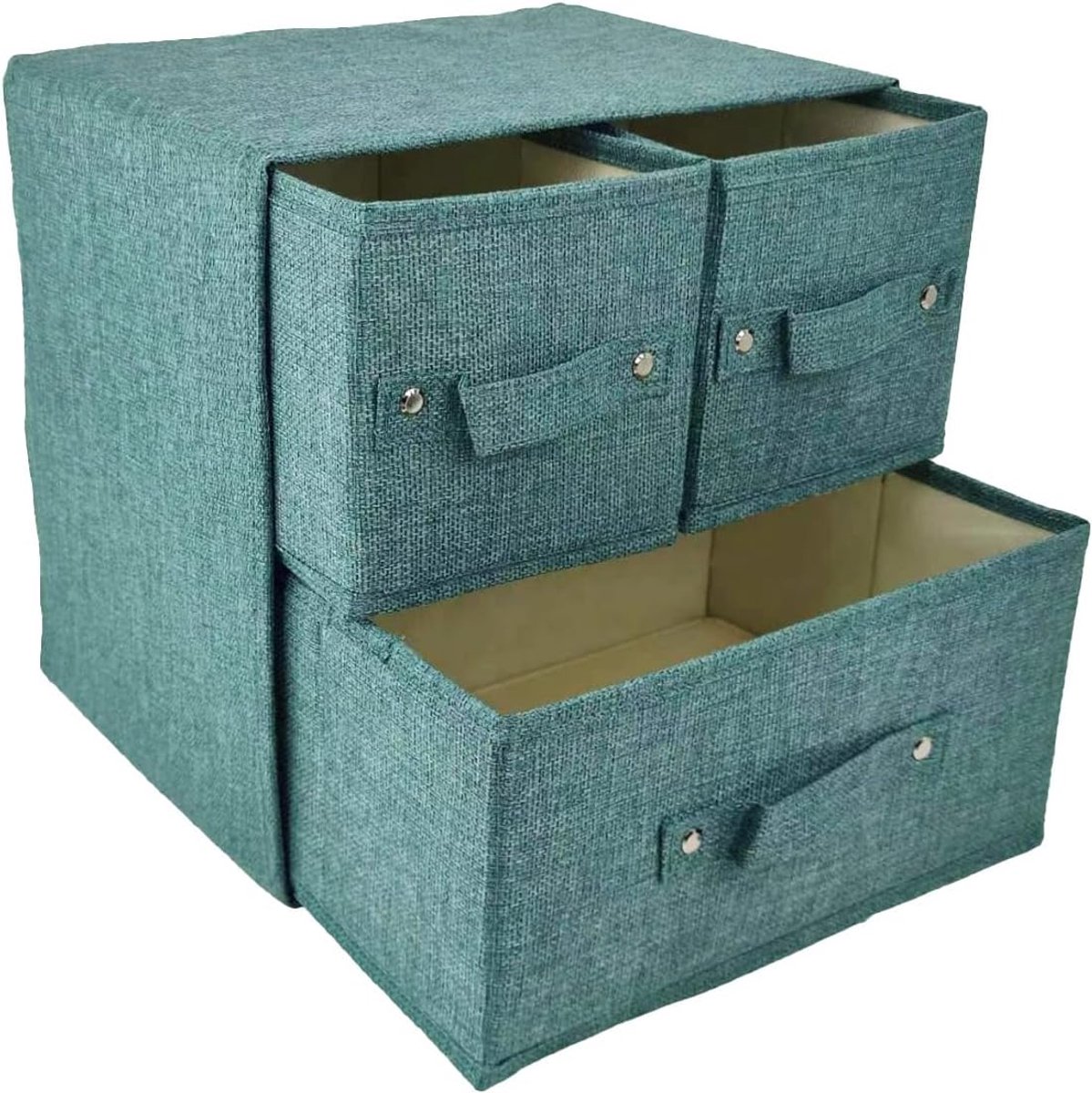 Linnen opbergdoos, grote opvouwbare opbergdoos met handvat, voor onder bed, opslag, stoffen plank, kleding, opbergdoos, slaapkamer, kantoor, kinderspeelgoed (2 x 3)