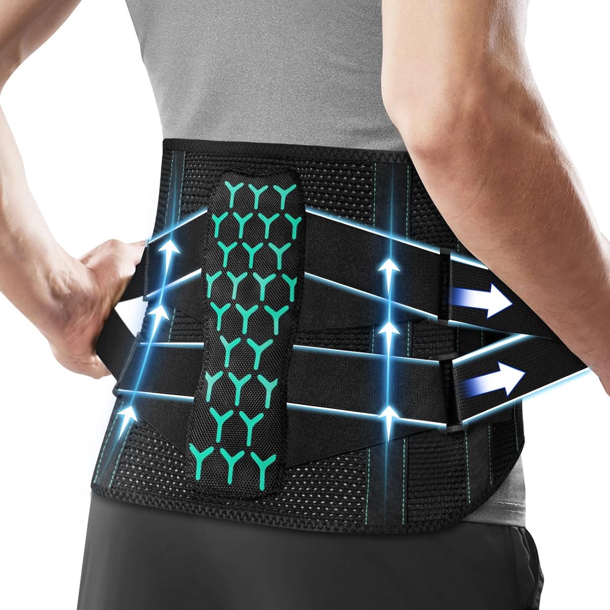 Lendensteun, elastische orthopedische lendensteun, orthopedische lendenwervelkolom, voor mannen en vrouwen om op te tillen, werken en dagelijks comfort (L)