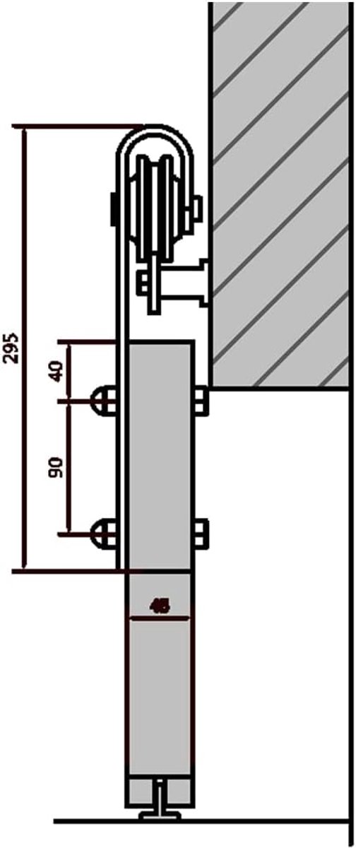 Schuifdeur beslagset 200 cm - zwart staal - duurzame constructie - ideale oplossing voor tuingereedschap - SnelShoppen — afbeelding 2