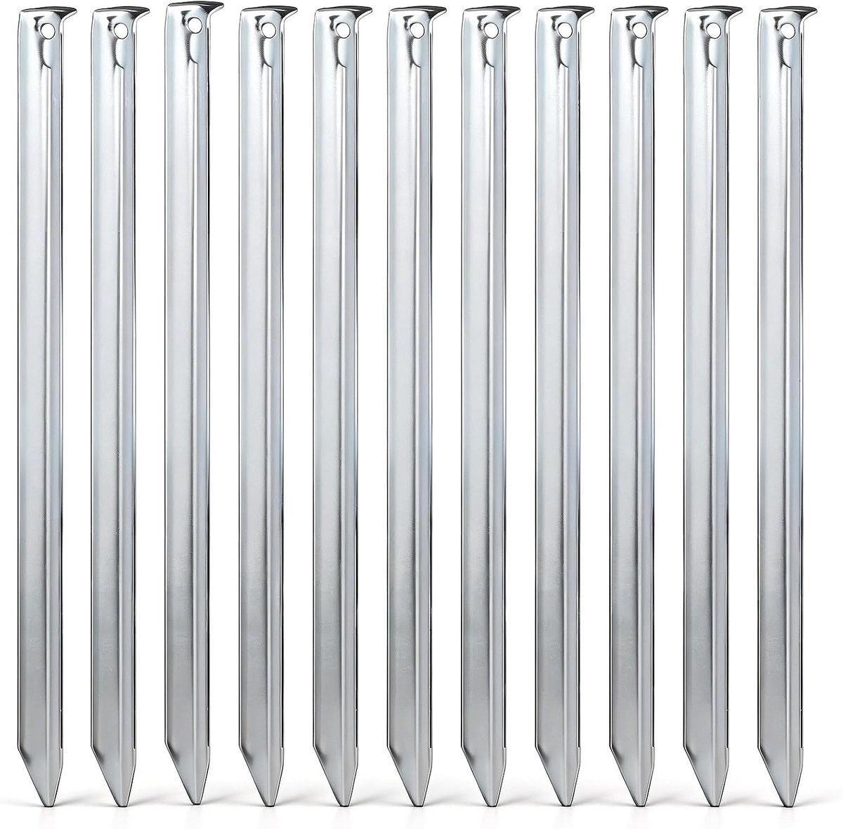 11 stuks 30 cm stalen haringen, vloeranker, haringtent met V-profiel en oog, stabiele grondpennen van metaal, hoogwaardige zandharingen, tentharing, zachte vochtige bodem, voor tuin, camping