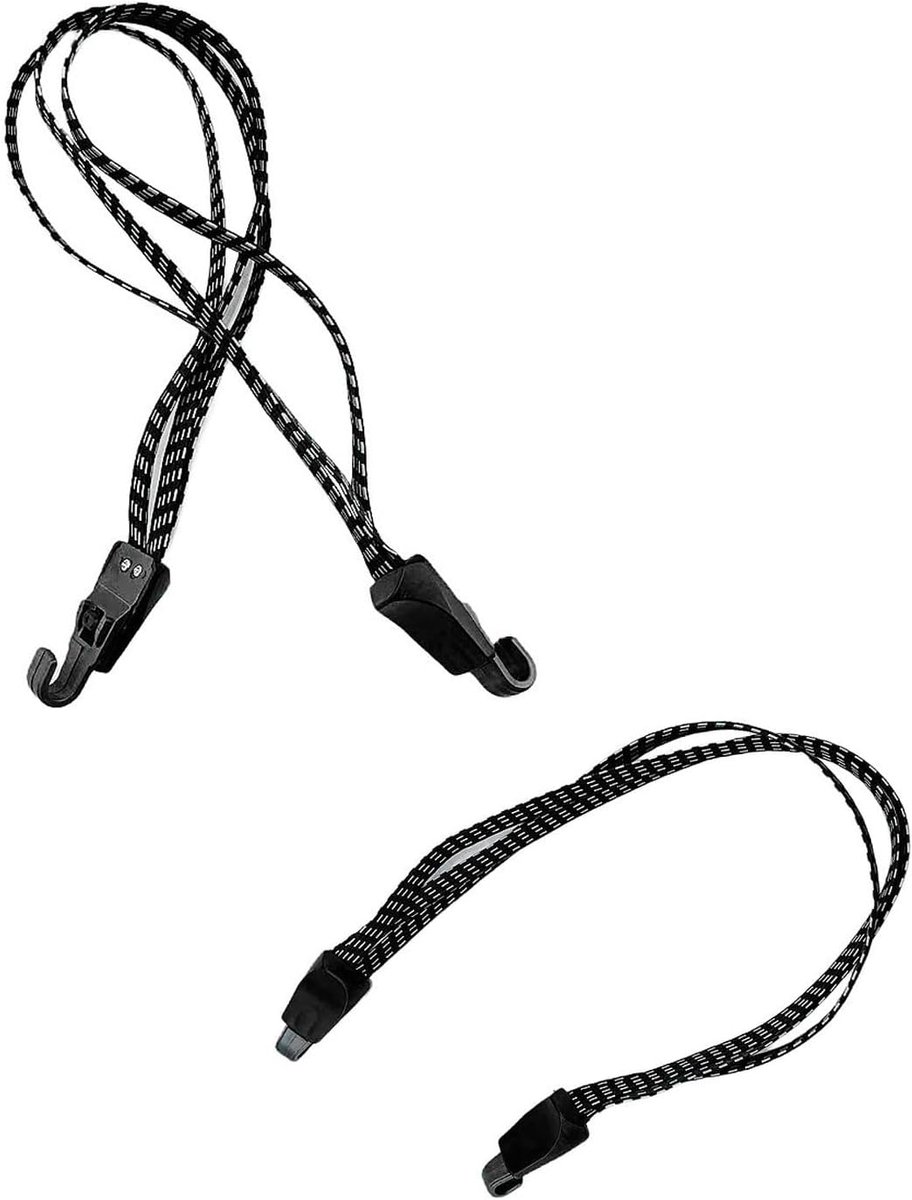 Bagageriemen, 2 stuks, rubberen spanner, expander met haken, spanrubber, expander, spanbanden voor fietsen, motorfiets, fixeren, fietsbagage (zwart)