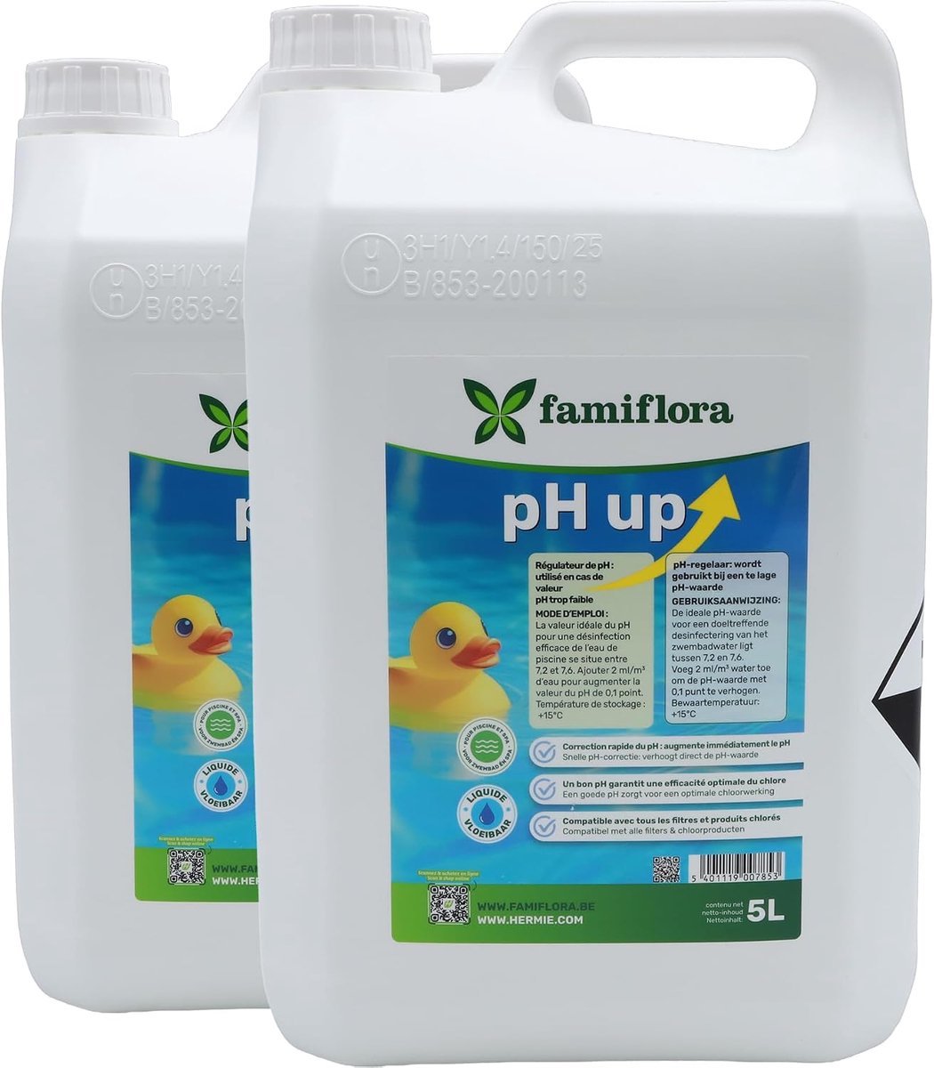 pH Up vloeistof 10L (2 x 5L) - verhoogt pH-waarde - ideaal voor zwembad en spa - houdt water gezond - SnelShoppen