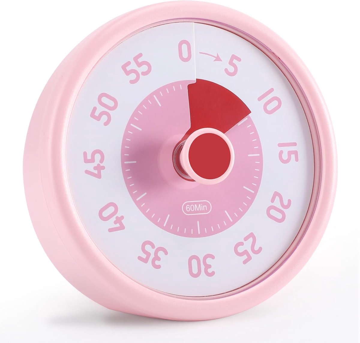 Visuele timer voor kinderen, 60 minuten visuele afteltimer met stille werking, tijdmanagementtools voor kinderen voor bureaustudie, koken (roze)
