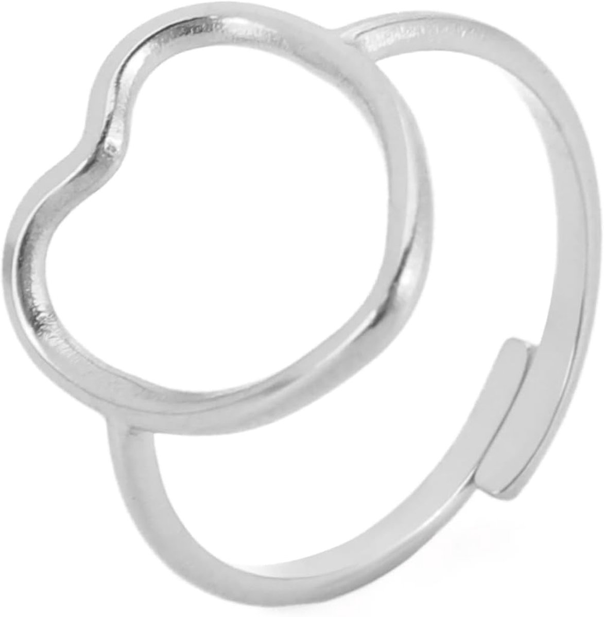 Roestvrijstalen minimalistische holle ronde ring aanpasbare rechthoekige ellipsring vintage grote hartring minimalistische