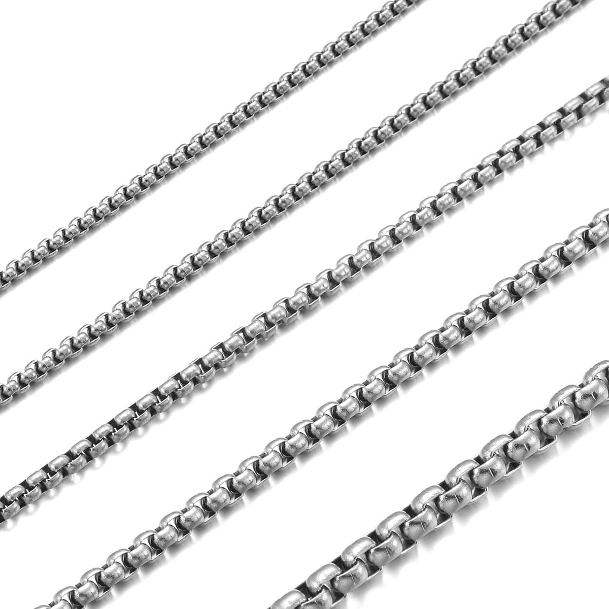 heren roestvrij staal zilver goud ferrous box schakelketting ketting breedte 2-4 mm lengte 45-70 cm