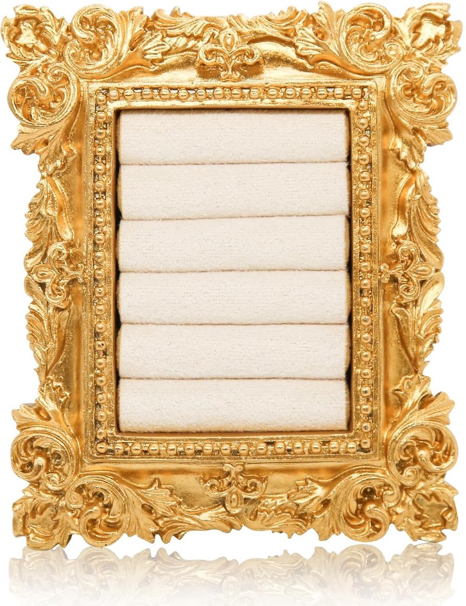 Ringhouder vintage stijl - Organisator voor ringen - Goudkleurig met fluwelen kussen - Perfect voor trouwringen - SnelShoppen