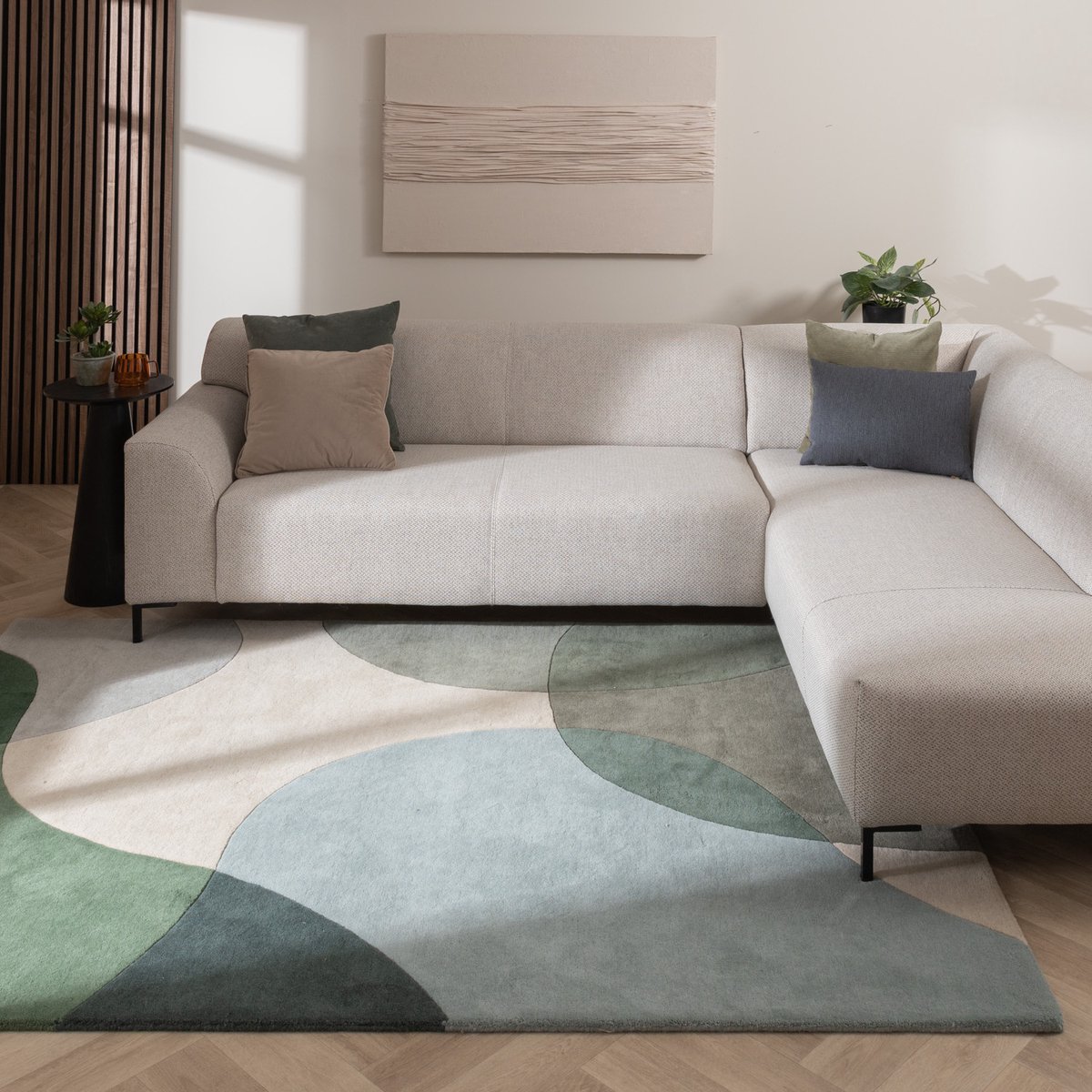 Studio Clarice Wollen abstract vloerkleed - Clarice Olijfgroen/Mint - 200x290cm