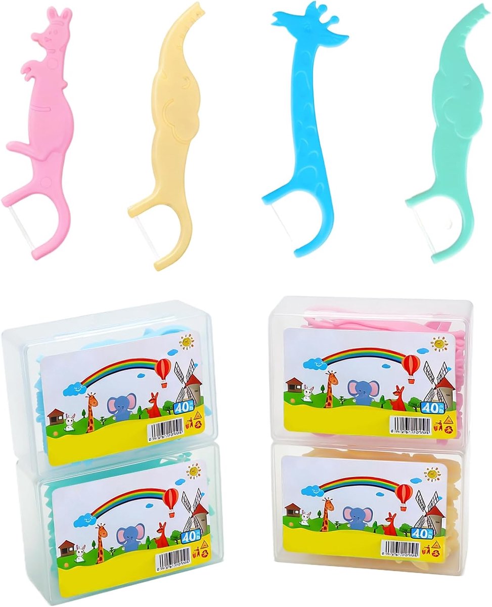 Floss sticks voor kinderen - Dierlijke ontwerpen - Veilig en zacht - Leuke tandenhygiëne - SnelShoppen