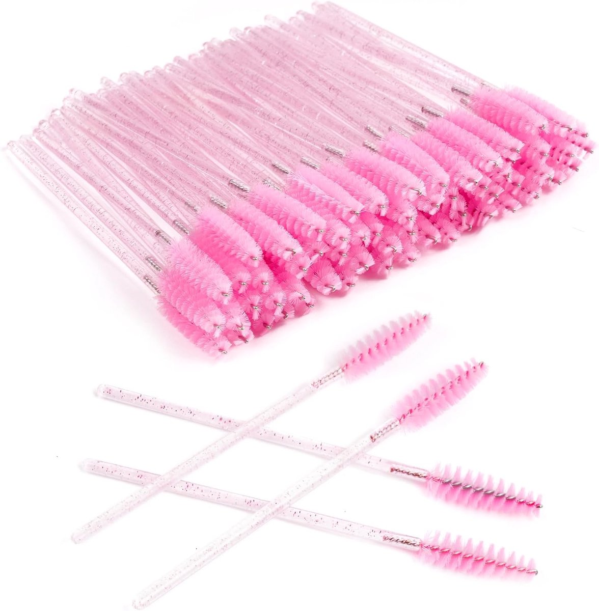 Wegwerpeyelashborstels 200 stuks - Roze kristal - Voor schone en gescheiden wimpers - Ideaal voor make-up - SnelShoppen