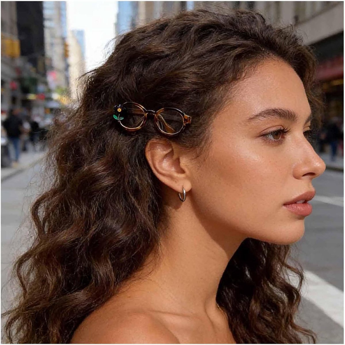 Haarspeld Brilvorm - Bruine Glas Haarspeld - Leuke Haaraccessoire - Houdt Haar Stevig Op Zijn Plaats - SnelShoppen