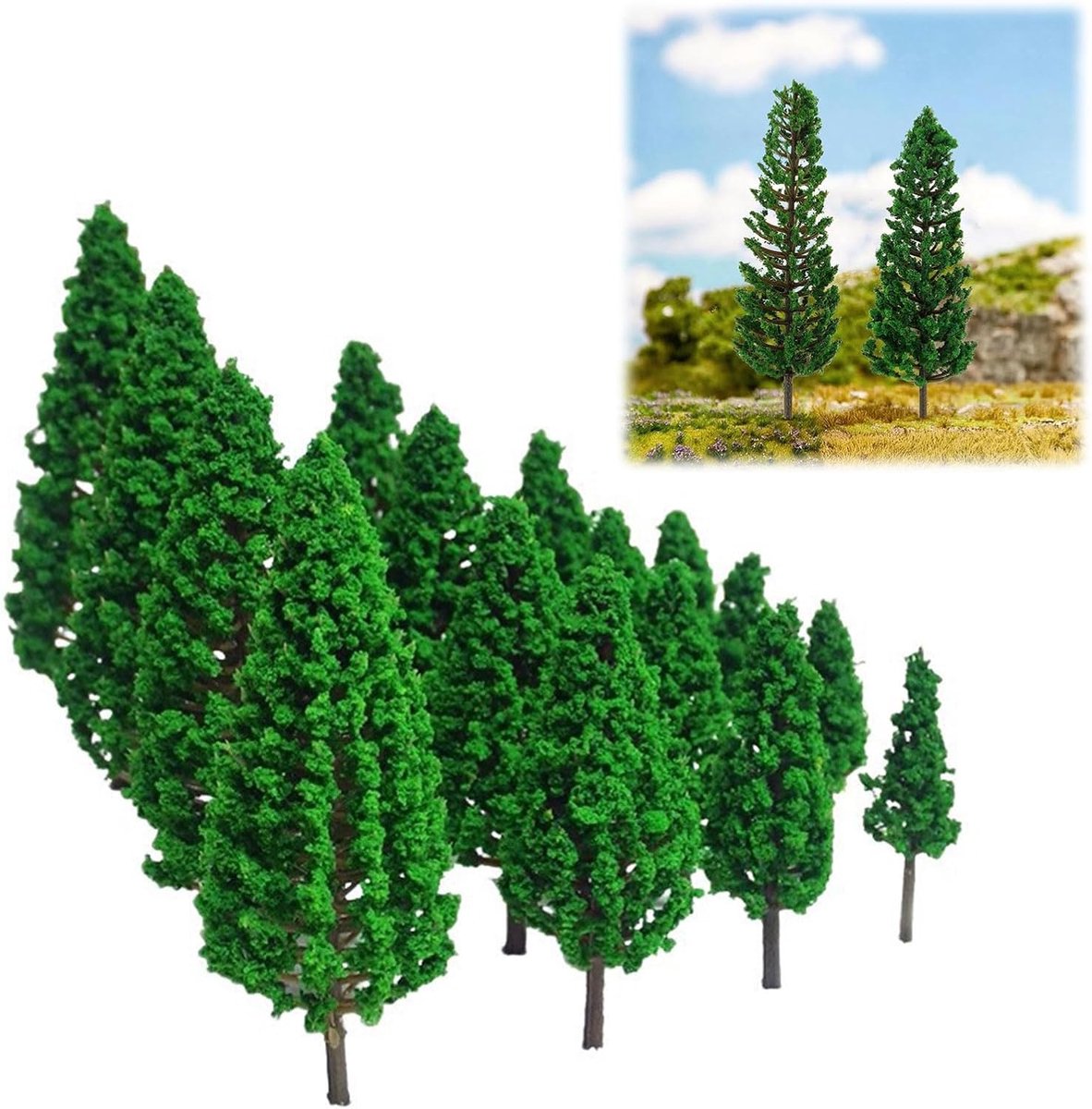 Allecta - Miniatuurbomen voor spoorlandschap en modelbouwprojecten - Kunstmatige bomen voor landschapsarchitectuur - 3.5-16 cm