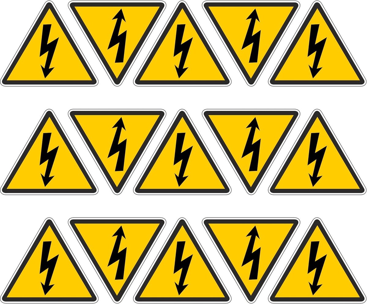 Sticker elektrische schok 15 - driehoekig - vinyl - voor binnen en buiten gebruik - SnelShoppen