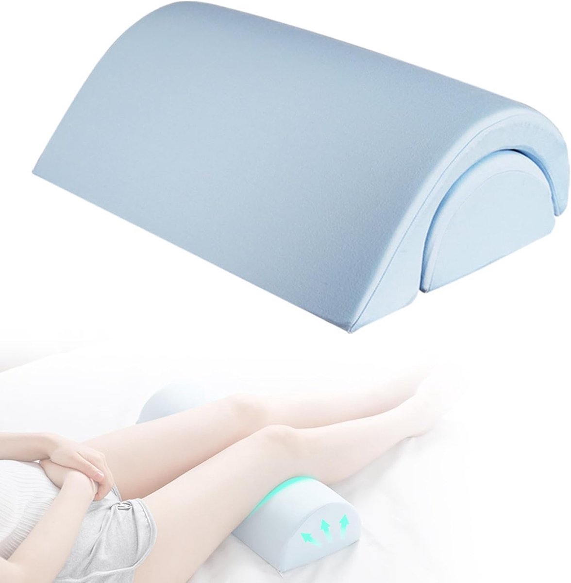 Halve maan steunkussen 50 x 28,5 cm - traagschuim - 2-in-1 functie - ideale ondersteuning voor rug en knieën - SnelShoppen