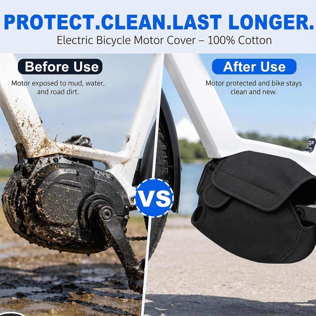 E-bike motorbeschermhoezen 2 stuks - neopreen - wasbaar - bescherming tegen water en milieu-invloeden - SnelShoppen