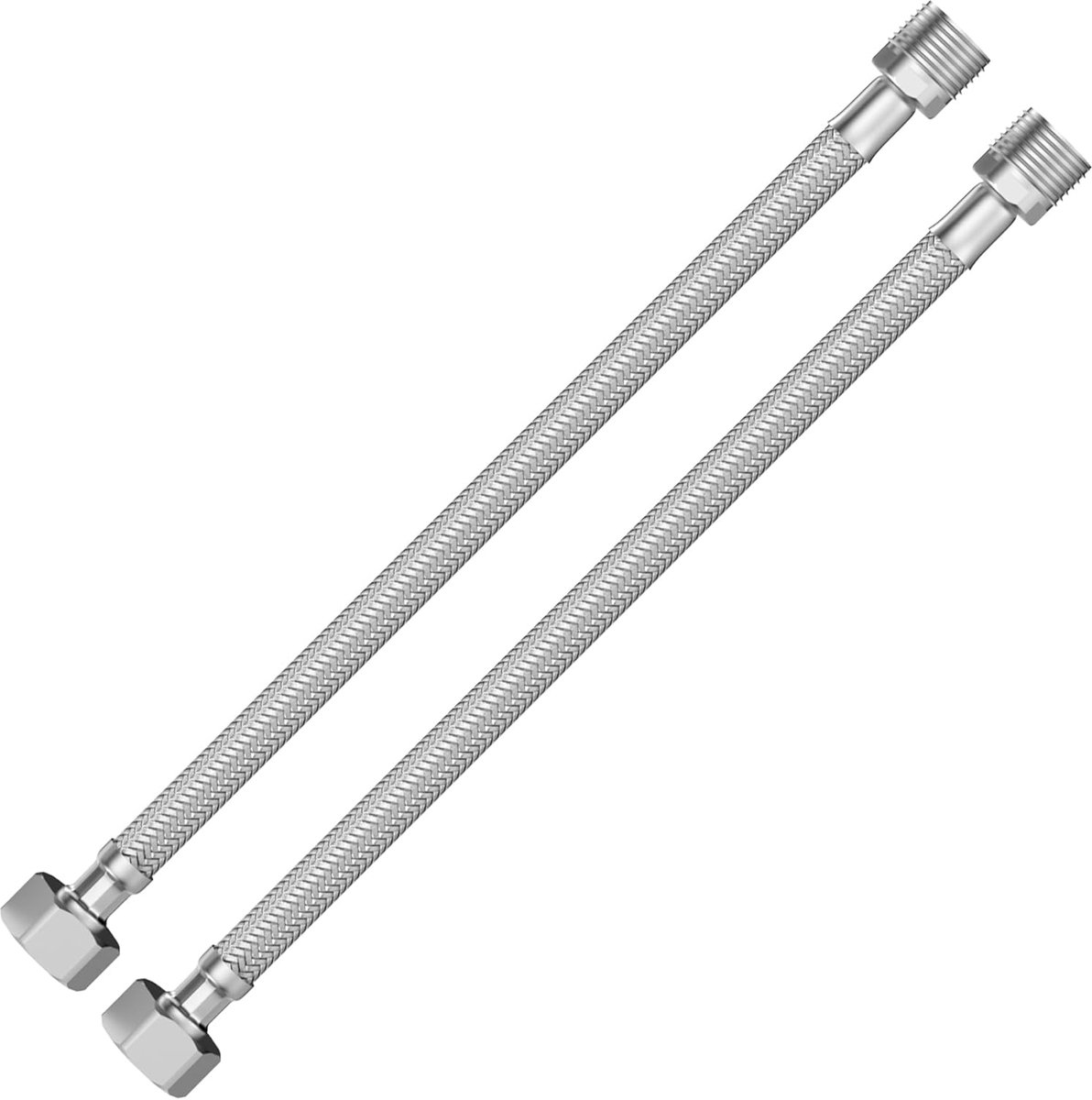 Flex Hose, 2 Pieces, 3/8 Inch IG x 3/8 Inches, AG, Swivel Nut on Both Sides, Connection Hose, Fixture, Connecting - ShopVlot