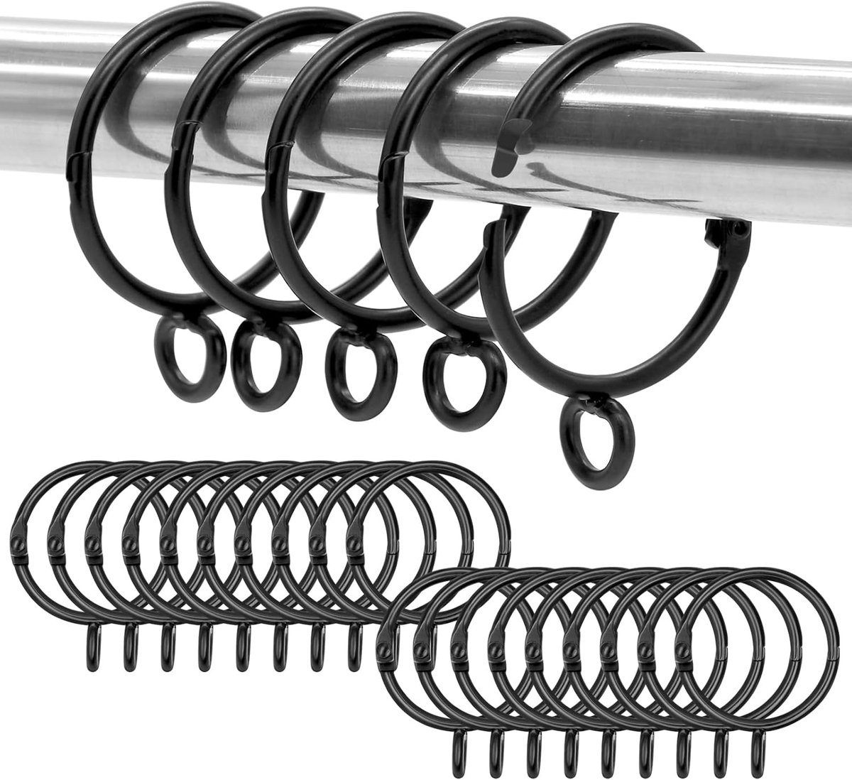 Curtain rings 25mm - metalen ring met haak - roestbestendig - ideaal voor gordijnen en douchegordijnen - ShopVlot