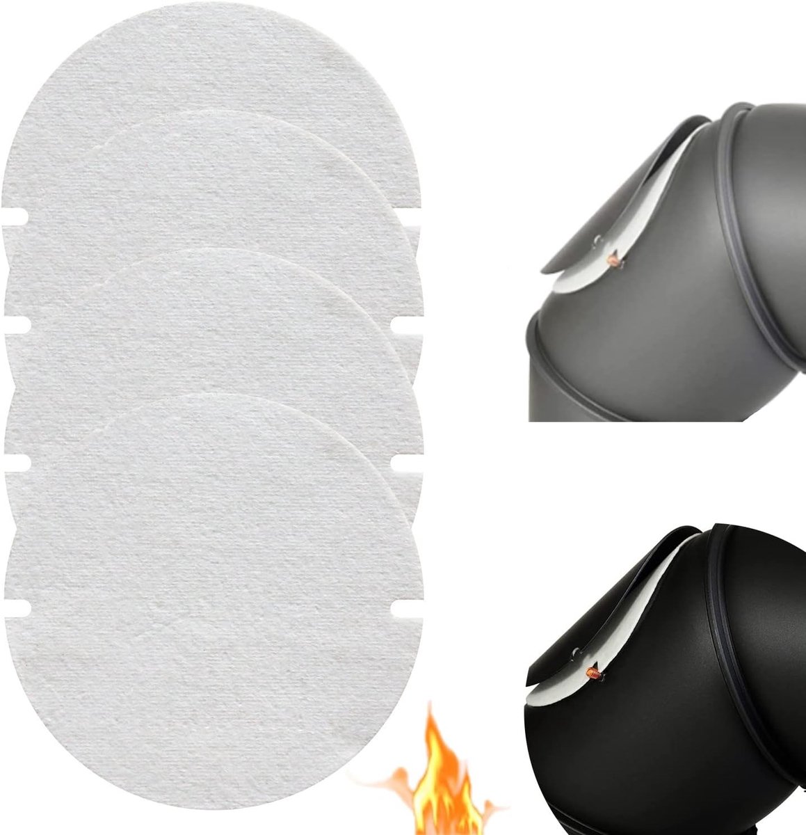 Flame seal 10-pack - keramisch vezelpapier - hittebestendig tot 1400 °C - ideaal voor buizen van 120-200 mm - ShopVlot