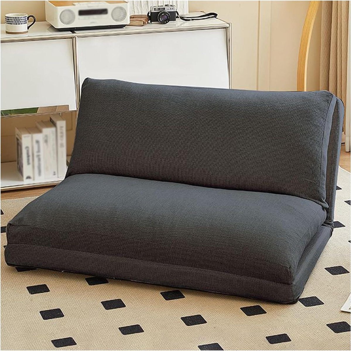 Zitzak Sofa Stoel - Vloermatras Opvouwbaar - Ontspannen Zitten - Extra Dikke Schuimvulling - 60 cm - Beige