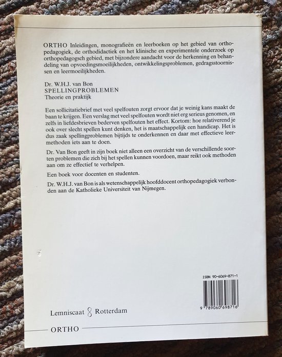 Boek 'Spellingproblemen: Theorie en praktijk' van Dr. W.H.J. van Bon.