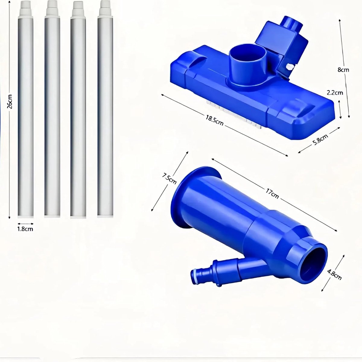 Vijverstofzuiger met telescopische steel - aluminium - eenvoudig te gebruiken voor schone zwembaden - ShopVlot