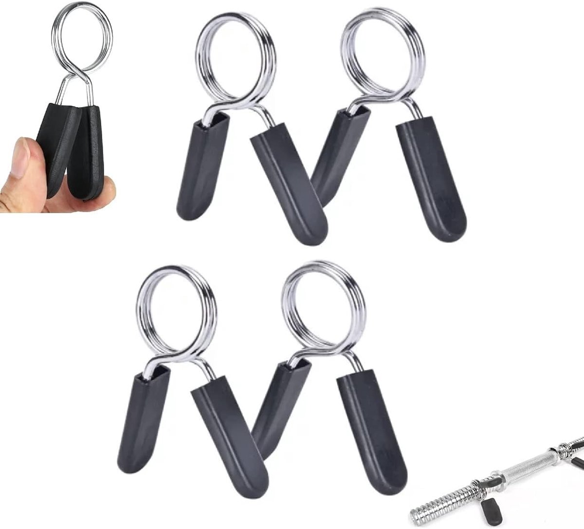 Barbell clamps 28 mm - staal met rubber handvat - veilig en comfortabel - ideaal voor de sportschool - ShopVlot