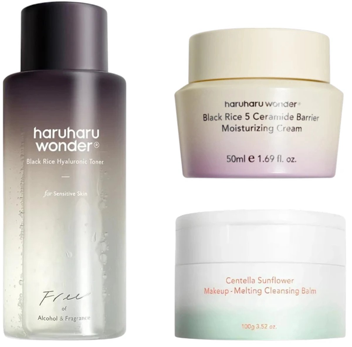 Haruharu Wonder Bundle– Cleansing Balm + Hyaluronic Toner + Ceramide Barrier Cream