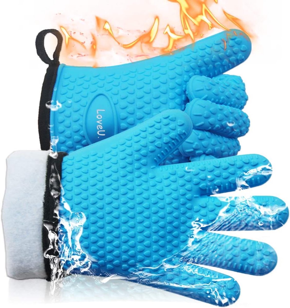 Ovenhandschoenen silicone en katoen - dubbele laag - hittebestendig - perfect voor barbecue - ShopVlot