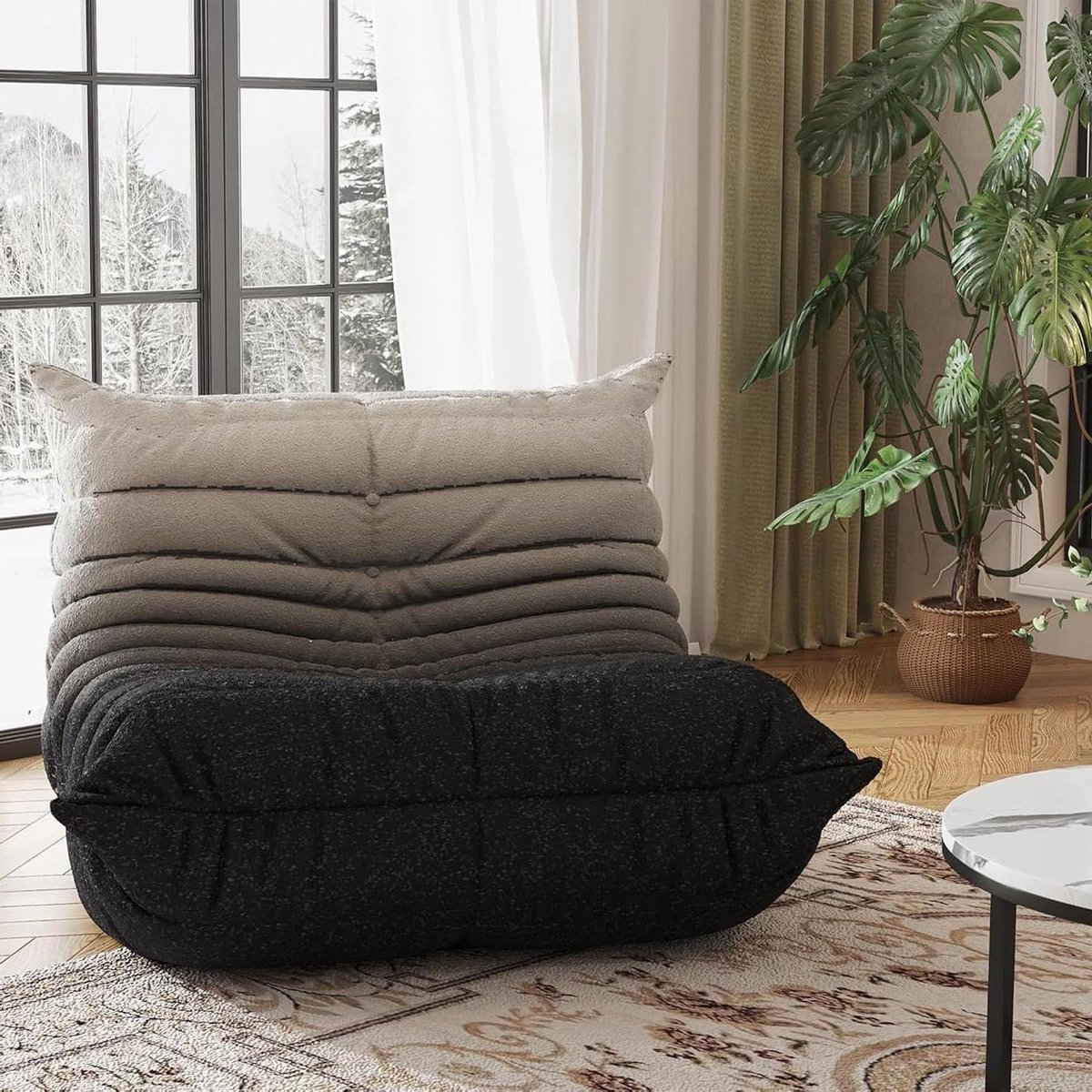 Zitzak Fauteuil - Zitkussen Vloer - Ontspannen Zitten - Ergonomisch Ontwerp - 80 x 93 x 70 cm - Beige