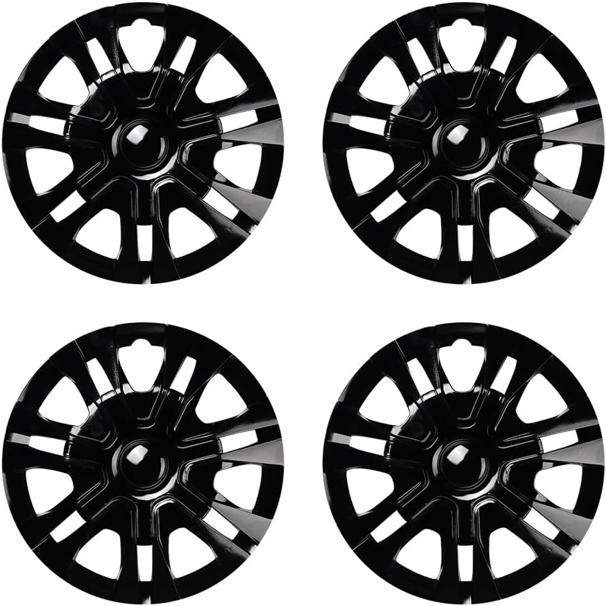 Wieldeksels set van 4 - zwarte glanzende kunststof - voor stalen velgen - beschermt en personaliseert - ShopVlot