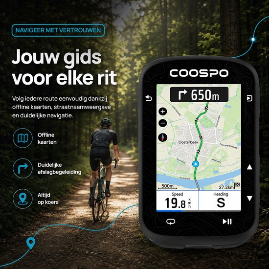 SwayTosh Velo ONE - Fietscomputer met GPS Navigatie - Fietsnavigatie - Fietscomputer Draadloos - 2.8inch HD Kleurenscherm - Fietsnavigatie Gps Voor Fiets - 36 Uur Batterijduur - Fietscomputer GPS van swaytosh — afbeelding 2