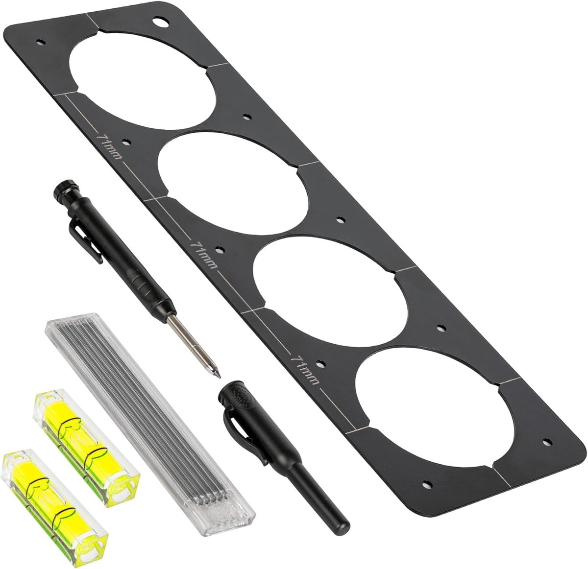 Boorgtemplate voor stopcontacten - 71 mm standaard - met waterpas - ideaal voor wandcontactdozen - ShopVlot