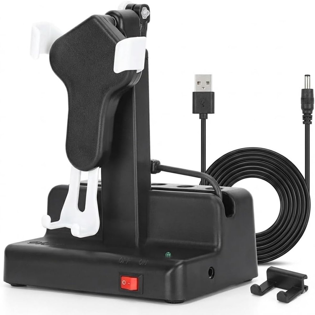 SnelShoppen - Automatische Mobiele Telefoon Schudder Pedometer met Verstelbare Stand - USB Voeding - Duurzaam Kunststof - Parelo White - Ideaal voor T