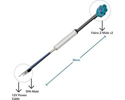 Auto radio antenne splitter 43 cm - dubbele Fakra Z naar DIN plug - versterker kabel - verbeterde ontvangst - ShopVlot