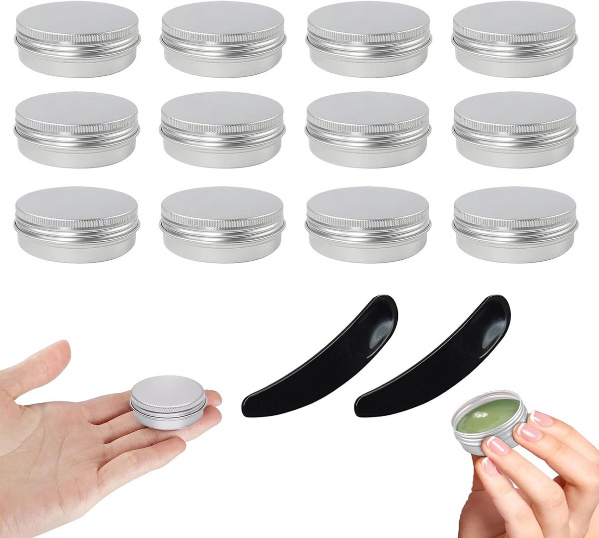 Aluminium Jars 1ml - Set van 12 - Ronde Cream Jars met Deksel - Ideaal voor Cosmetica en DIY Ointment - SnelShoppen