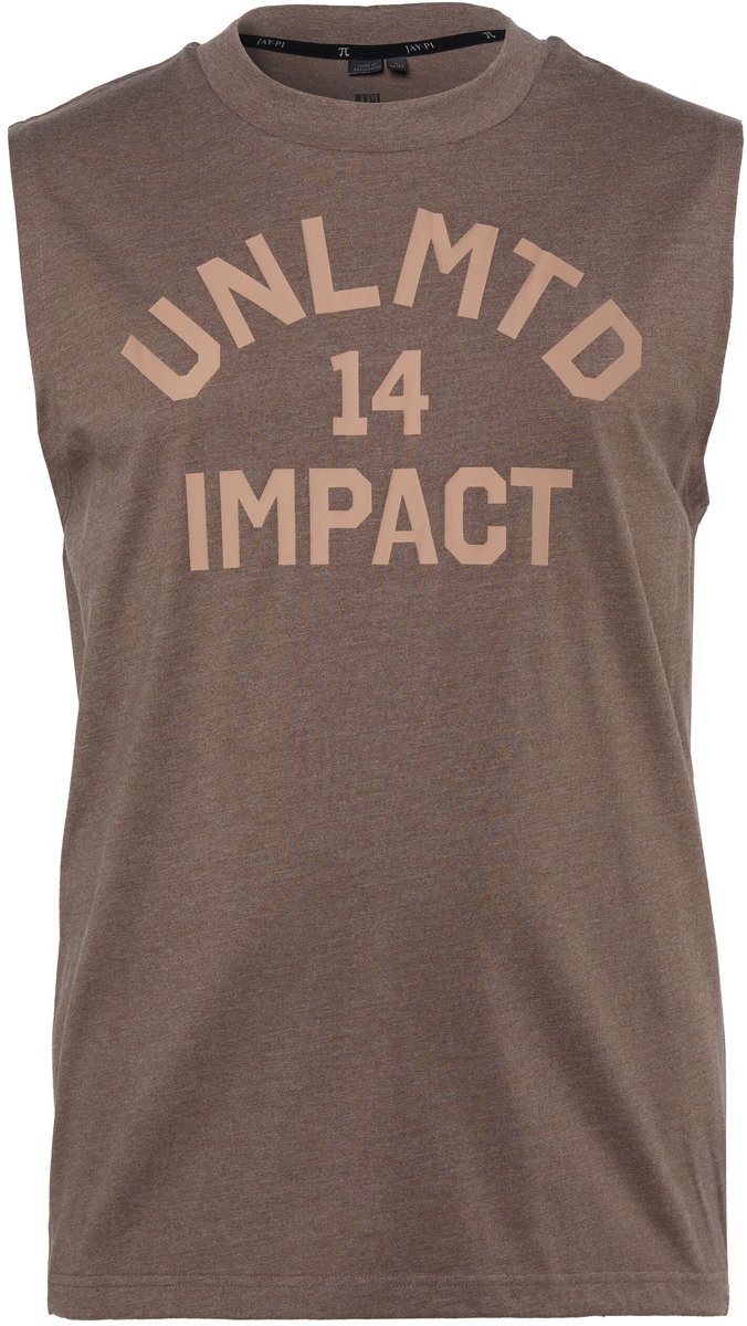 JAY-PI - Heren - Tanktop Buik-Fit fitness QuickDry tot 7XL - Bruingrijs - Maat 7XL